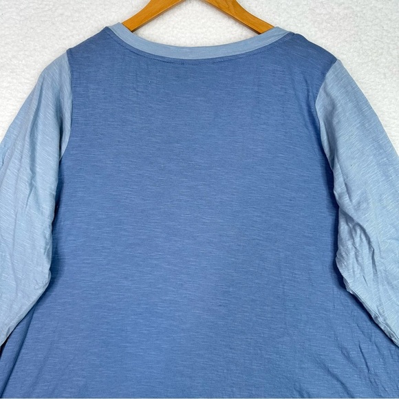 LOGO by Lori Goldstein Tunic Top 1XP Blue Colorblock 3/4 Sleeve Beachy Stretchy - Picture 10 of 12